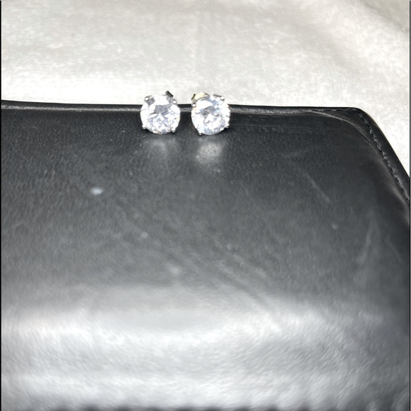 Large CZ Stud Earrings - Picture 1 of 3